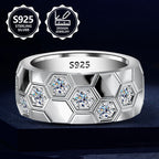 Anillo de moda exquisito de plata 925, elegante y moderno, juego con circonio sintético cúbico integrado, un anillo de joyería de alta calidad con una apariencia excelente, adecuado para viajes de vacaciones, uso diario