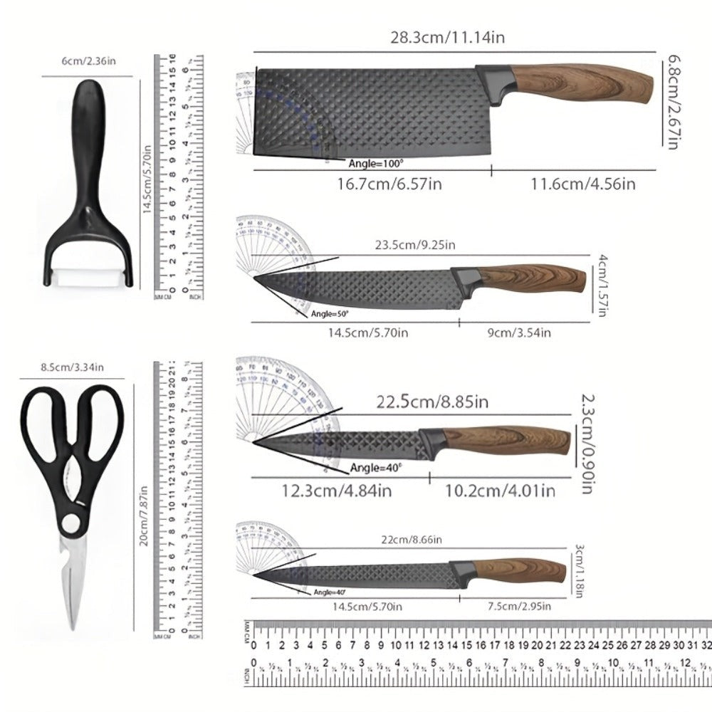 [Especial del Chef | Cuchillo de Cocina] Juego de 6 Cuchillos Profesionales Ultra Afilados, Cuchillo para Cortar Verduras, Cuchillo para Picar Carne, Cuchillo para Frutas, Tijeras Multiusos, Juego de Cuchillos de Cocina Adecuado para Hogar, Cocina, Cocina