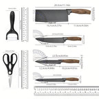 [Especial del Chef | Cuchillo de Cocina] Juego de 6 Cuchillos Profesionales Ultra Afilados, Cuchillo para Cortar Verduras, Cuchillo para Picar Carne, Cuchillo para Frutas, Tijeras Multiusos, Juego de Cuchillos de Cocina Adecuado para Hogar, Cocina, Cocina