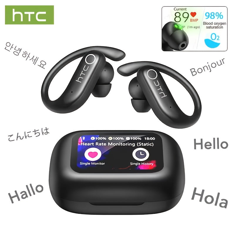 Auriculares Bluetooth | Auriculares inalámbricos de traducción HTC NE61 AI con traductor en tiempo real aptos para 135 idiomas, auriculares