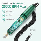 Torno de Uñas 20000 RPM: Kit de Torno de Uñas Portátil, Lima de Uñas Eléctrica para Uñas Acrílicas Gruesas con Brocas de Torno de Uñas, Bandas de Lijado, Manicura y Pedicura para Salón de Estética, Verde