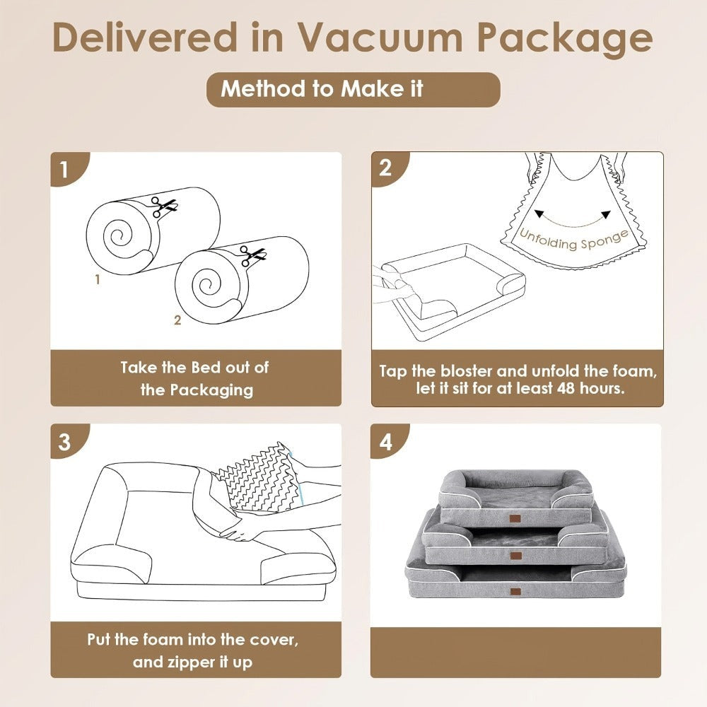Cama Ortopédica para Perros con Espuma Viscoelástica | Soporte de Alta Densidad 65D | Acolchado de 10 cm de Grosor | Funda Removible Lavable a Máquina | Especial para Perros Medianos, Grandes y Senior