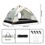 PAKICETUS Tienda de campaña de apertura rápida para exteriores - para 1-2/2-3 personas, para toda estación, mejora de ventilación con doble puerta, tienda de campaña cortavientos ligera gris/amarilla para camping, senderismo, accesorios para campistas, ti