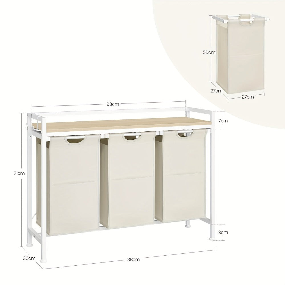 Cesto de lavandería con compartimentos, recolector de ropa sucia con estructura de metal, cesto para ropa sucia, bolsa de lavandería de tela Oxford desmontable, clasificador de ropa, contenedor de lavandería, para baño, dormitorio, cestos de lavandería