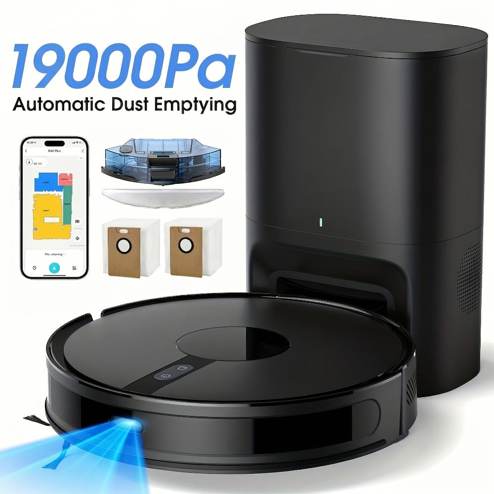 Lubluelu 2025 Nuevo Robot Aspirador y Trapeador B40Plus/Sl60D - Succión Potente de 5100Pa, Autovaciado, Mapeo Multi-Suelo, Solución de Limpieza 3 en 1 para Pelo de Mascotas, Alfombras y Suelos Duros con Función de Autocarga