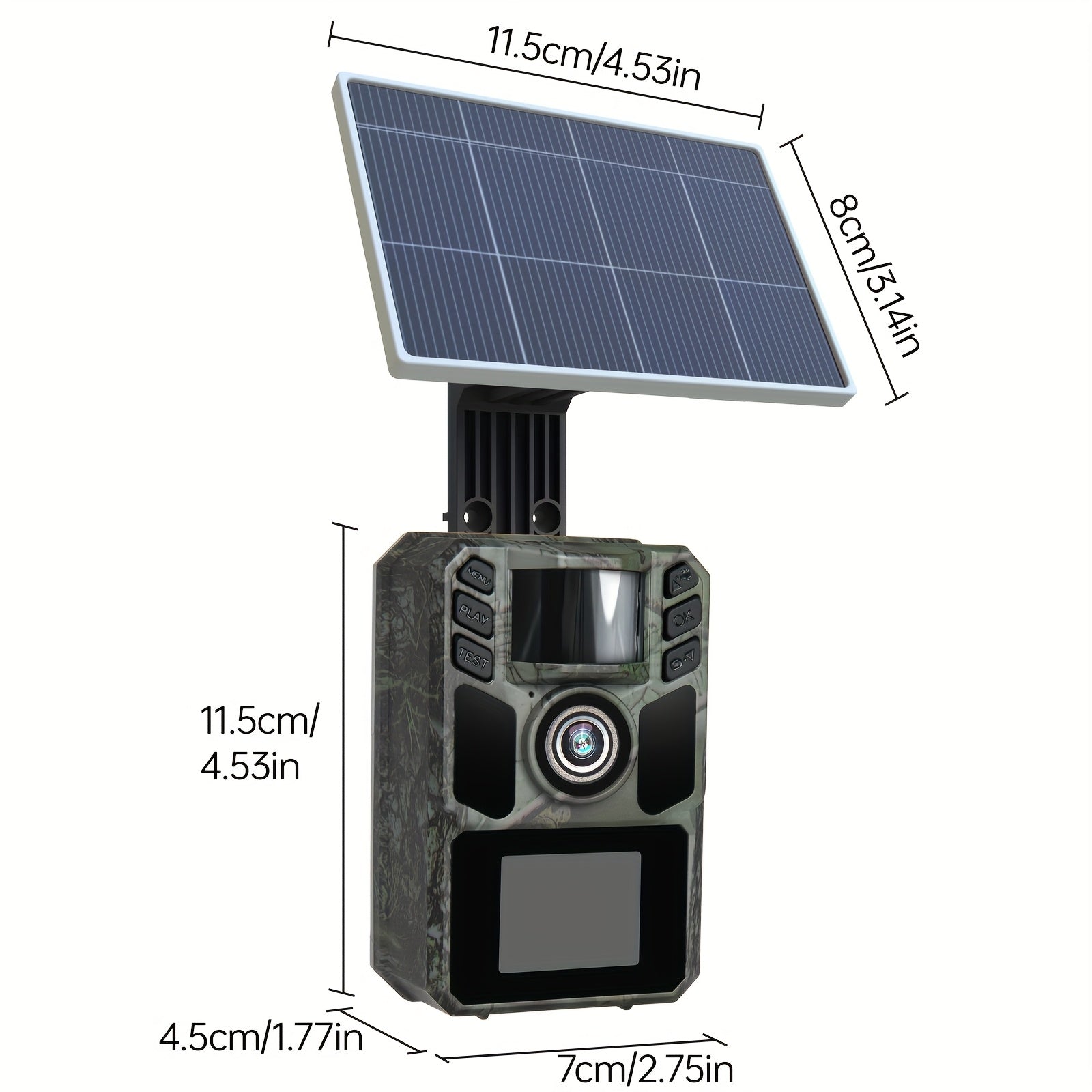 Cámara de Rastreo WiFi Solar - Cámara Recargable con Batería Integrada 5000mAh - 4K 64MP para Monitoreo y Observación del Medio Ambiente, Visión Nocturna, Compatible con Tarjeta de Memoria hasta 64GB e IP67 a Prueba de Agua (Versión sin Wifi)