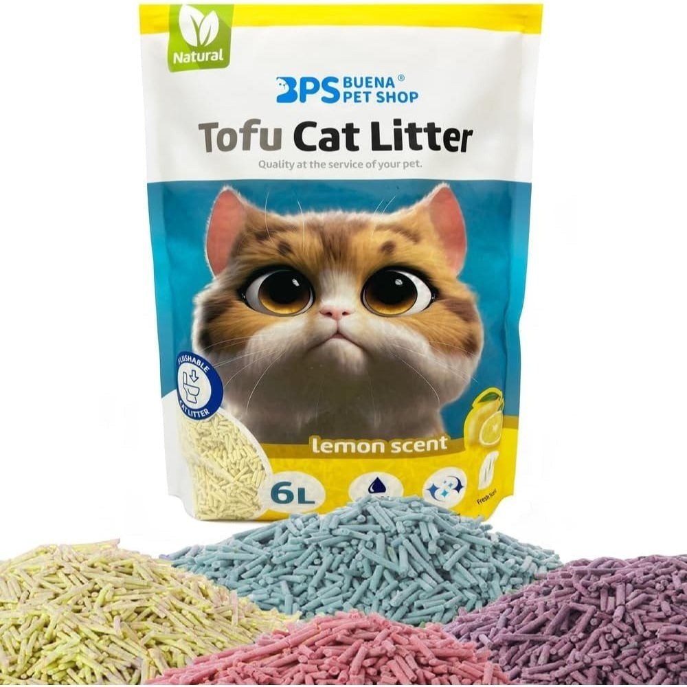 1 bolsa Arena de Tofu para Gatos aglomera 6L - Sin Polvo Fácil de Aglomerar y Controla Olores -y Segura para Gatitos - 1 Bolsa