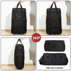 Bolsa de viaje de tela duradera diseñada para flexibilidad con espacio expandible. Viene con ruedas suaves y asas reforzadas para un transporte versátil. Incluye un práctico bolsillo frontal. Disponible en 3 tamaños, perfecta para todas tus necesidades de