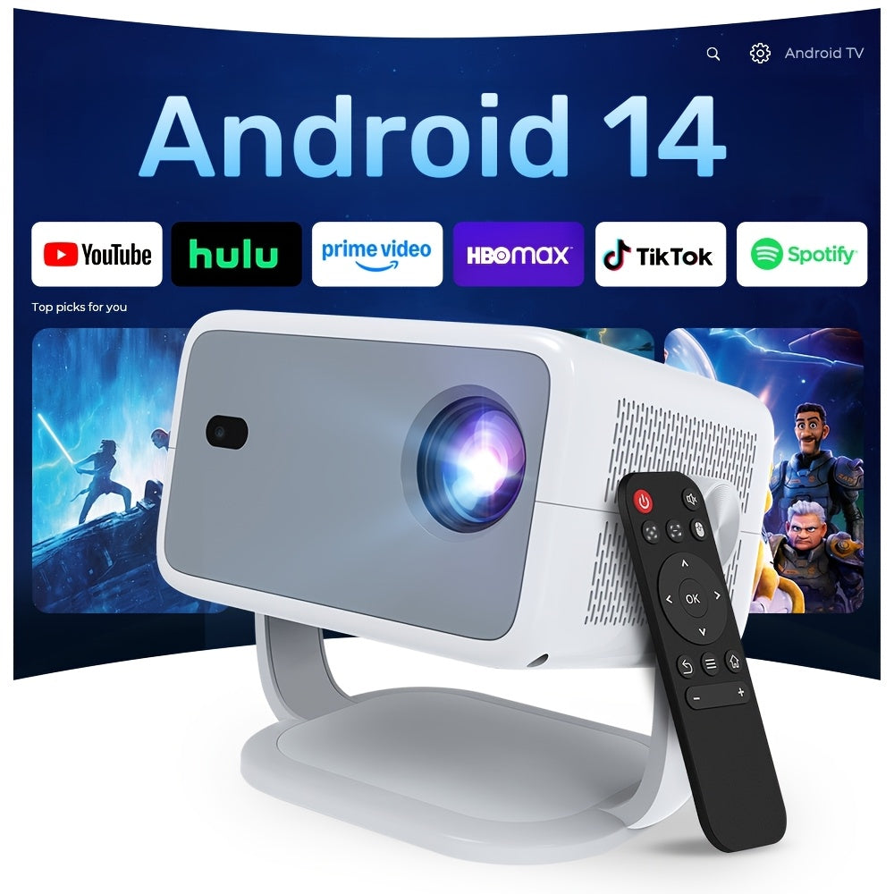 Proyector | Proyector Inteligente Local Android 14 con Soporte 4K 1080P, Wifi6 y BT 5.2, Proyectores de Interior con Enfoque Automático