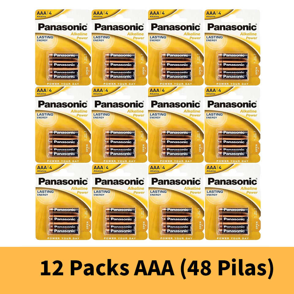 Baterías Alcalinas AA/AAA (LR6/LR03) 1.5V - 24/48piezas Baterías Panasonic Baterías de Juguetes Baterías de Control Remoto - Energía Duradera y Confiable | Para Controles Remotos, Ratones, Linternas, Relojes Despertadores | Marca Panasonic