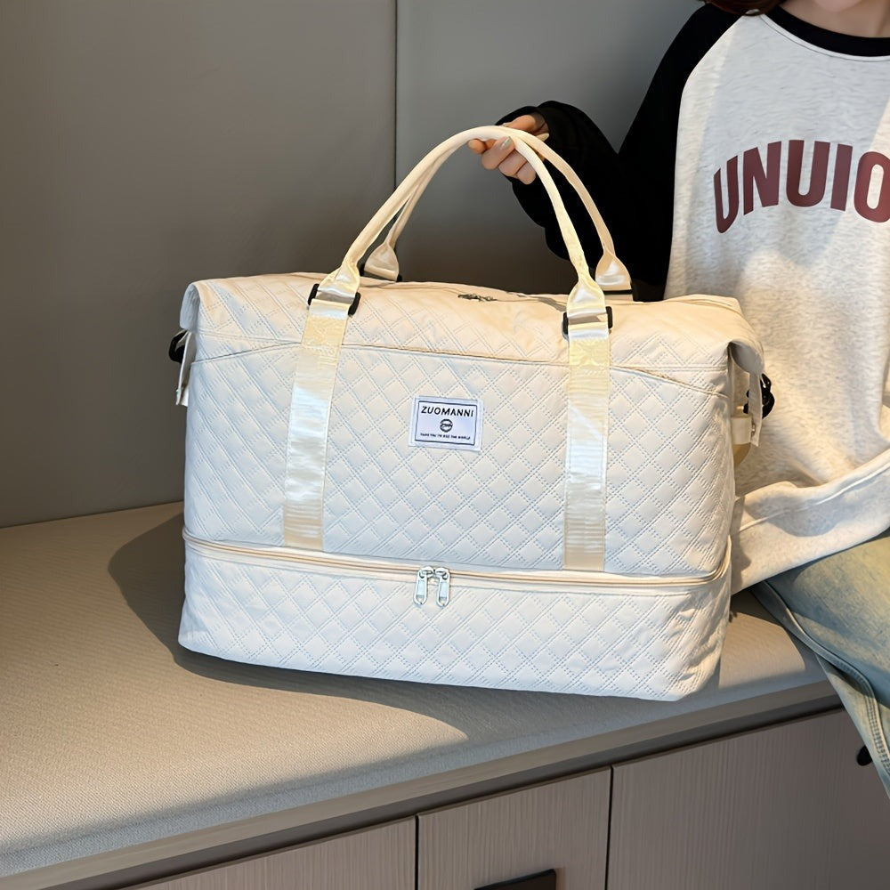 Juego de Bolsos para Mujer: Combinación de Bolso de Viaje y de Gimnasio de Gran Capacidad, Bolso con Estampado de Letras, Regalo de San Valentín, Bolso de Equipaje Multifuncional, Bolso de Mano Cosido para Viajes de Corta y Larga Distancia, Compartimento