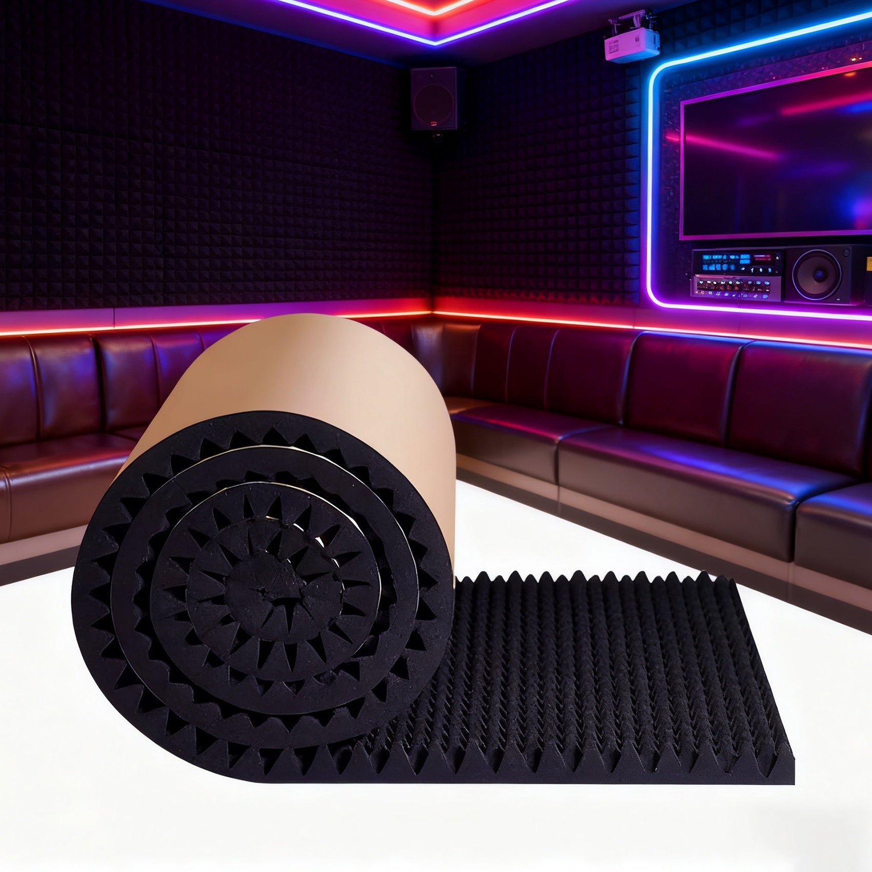 Espuma Acústica de 20 mm de Grosor, Panel de Pared Antiruido de Alta Densidad, Rollo Absorbente de Sonido, Tablero Antiruido, Material Especializado para Estudios de Grabación KTV, Aislante Acústico Autoadhesivo de Espuma Hueca