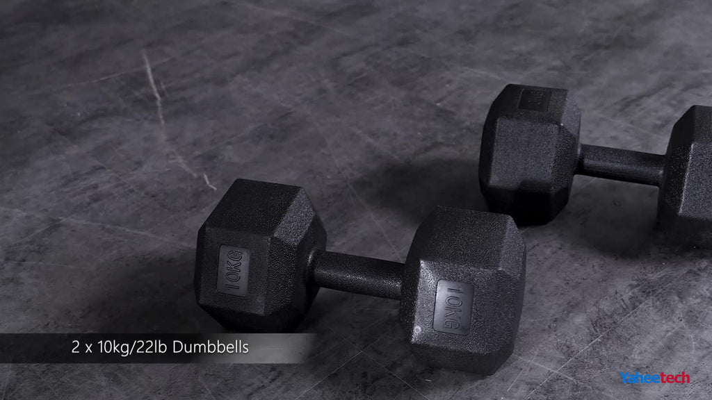 Juego de 2 Mancuernas Costoffs, Mancuernas de Hierro Fundido Hexagonales para Aeróbica, Gimnasia y Entrenamiento de Fitness