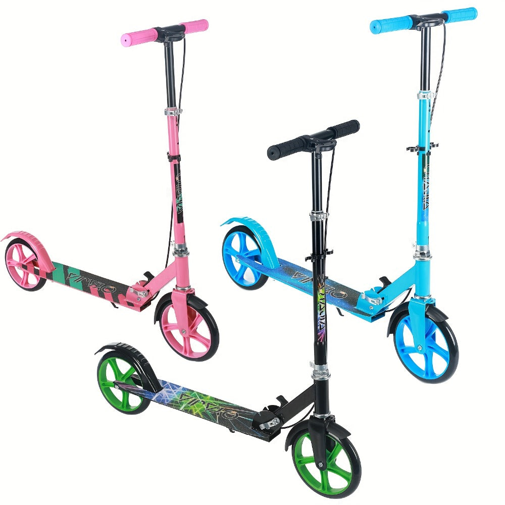 Patinete plegable, patinete de pisar, patinete urbano, patinete para adolescentes y adultos, con freno de mano y manillar ajustable, ruedas grandes y resistentes de PU, gran regalo y juguete