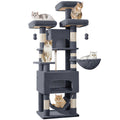 Árbol para gatos, Árbol para gatos de 176 cm, XL, 3 plataformas, 2 cuevas, 7 postes rascadores, hamaca, pelotas de felpa, poste rascador para gatos para hogares con múltiples gatos, Beige