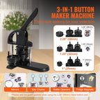 Máquina para hacer botones VEVOR, 1/1.25/2.28 pulgadas (25/32/58 mm) 3-en-1 para hacer pines, kit de prensa para perforar insignias sin necesidad de instalación, suministros para hacer botones con 300 piezas para botones, cortador circular, libro mágico