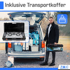 Estufa de Gas para Camping ZMC de 2 Quemadores con Adaptador LPG y Estuche de Almacenamiento – Estufa de Gas Doble con Potencia de 2.5 kW, Encendido Piezoeléctrico, Compatible con Cilindros de Gas Butano de 227g y Botellas de Gas LPG – Estufa de Gas Portá