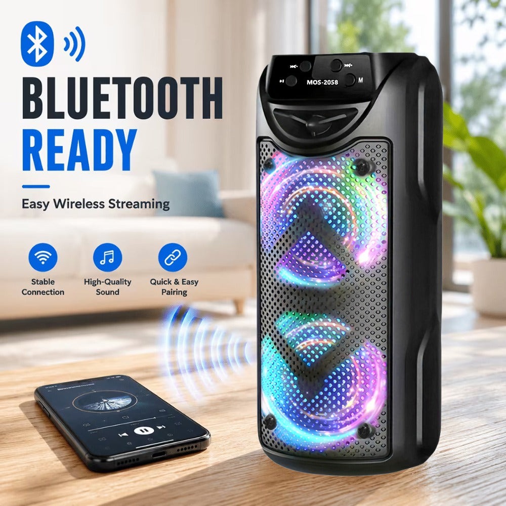 Altavoz Portátil de 8500W, Sonido Estéreo con Subwoofers Duales de 3 Pulgadas, Altavoz para Fiestas al Aire Libre, Soporte para Radio FM, Luces LED Coloridas, Compatible con TF/Radio FM/USB/Aux, Ideal para el Hogar, Fiestas, Viajes, Navidad
