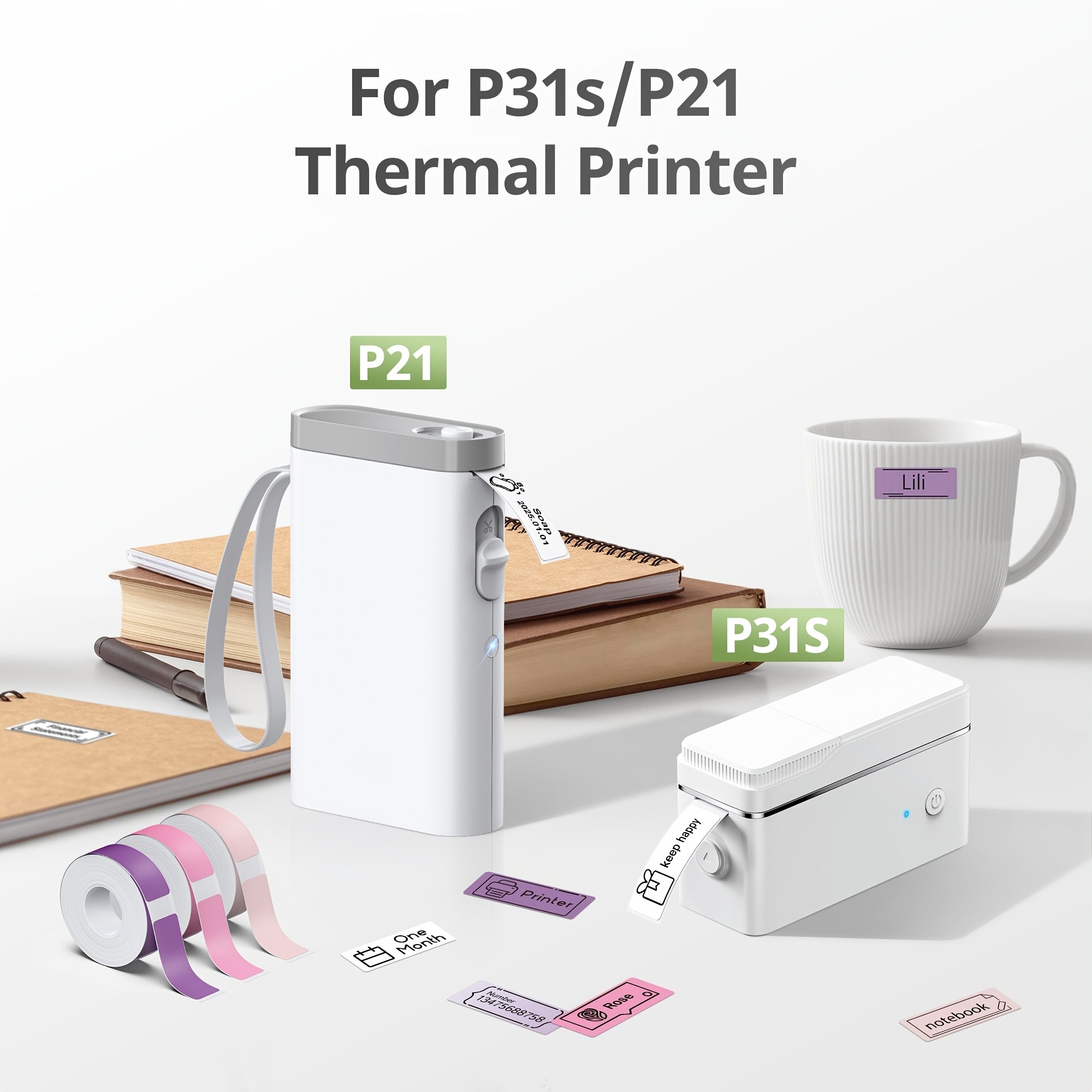 Etiquetas adhesivas | Etiquetas Térmicas de 14X40Mm, para Impresoras P21, P31B, Resistentes al Aceite, Resistentes al Desgarro, Etiquetas