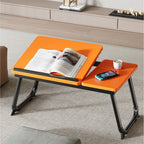 Mesa plegable para cama y sofá con altura ajustable de 5 niveles, bandeja con superficie ajustable y portavasos, mesa pequeña multifunción para ordenador, libros, trabajo y estudio en casa (56x32x25cm)