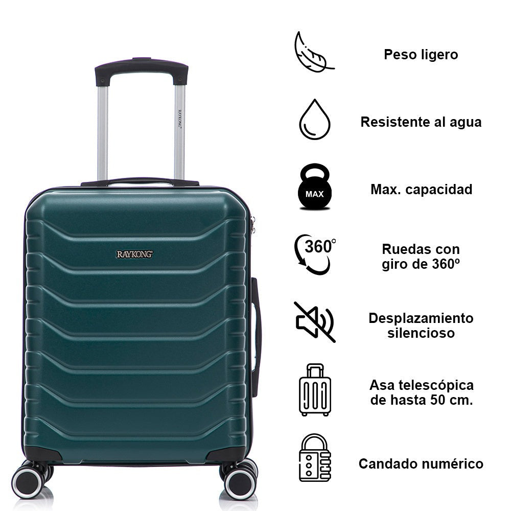 Juego de 3 Maletas 55x40x20cm ABS+Policarbonato | Maleta Mediana Expandible 66x45x27.50 - 30cm Extendido - 23kg | Neceser 29cm | Semirrígida trolley 4 ruedas giratorios a 360º cierre numérico - Negro/AzulMarino/RosaDorado/Turquesa/Menta/Verde/Amarillo/Ros