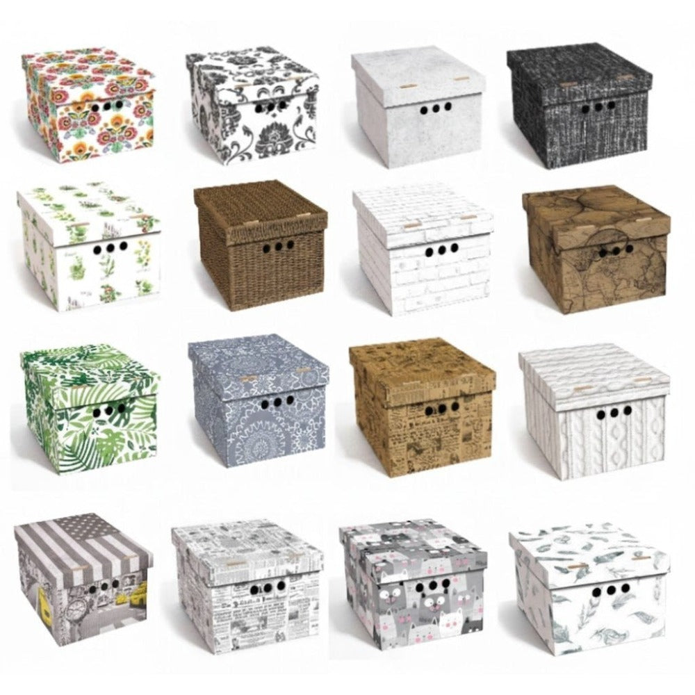 Caja de almacenamiento decorativa de cartón, 1 pieza, con estampado, para ropa, artículos pequeños, documentos, ideal para hogar, oficina o armario, dimensiones: 35x26.3x18.6 cm