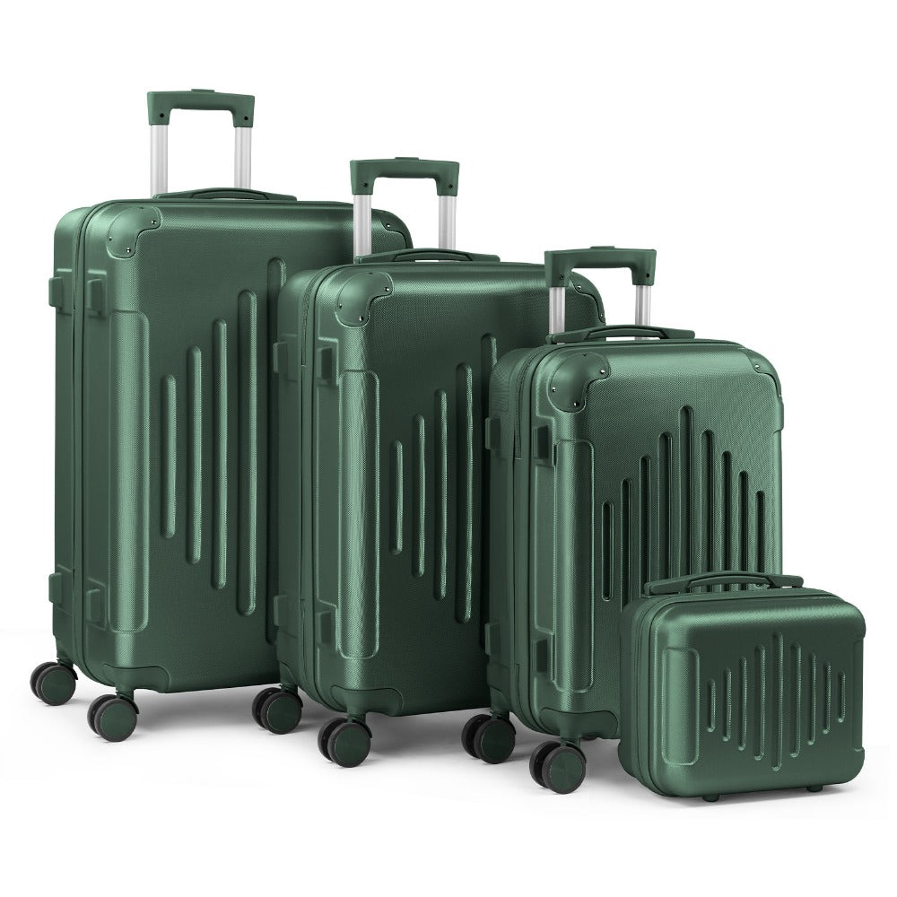 Maleta de Viaje Ligera con Protectores de Esquina, 4 piezas, Tamaño 12/ 20/ 24/ 28 Pulgadas, Carcasa Rígida Duradera, Ruedas Giratorias 360, Gran Capacidad Multifuncional