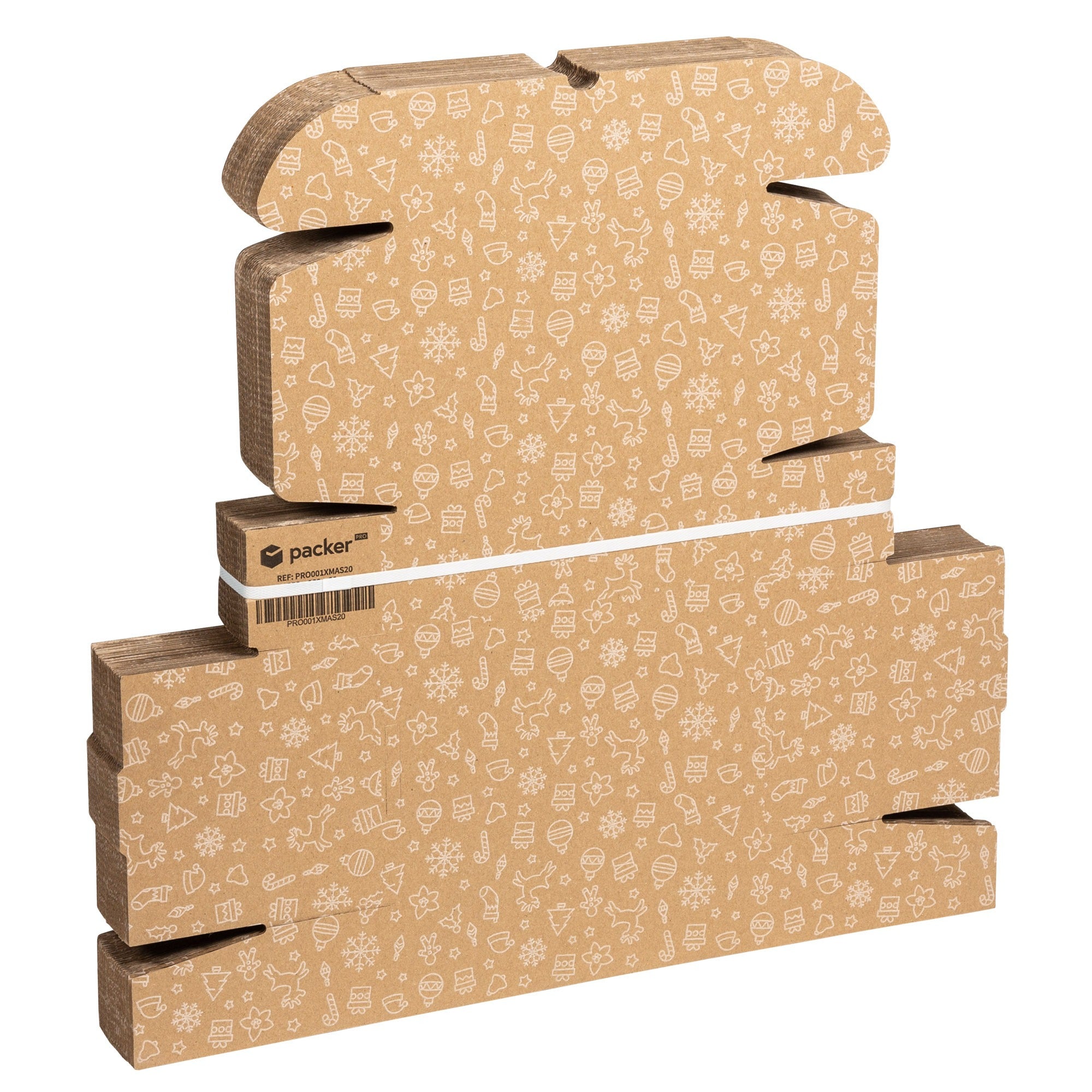 Caja Cartón Envío Navidad, Caja Cartón Navidad Automontable de Cartón Kraft, Caja Regalo - Packer PRO