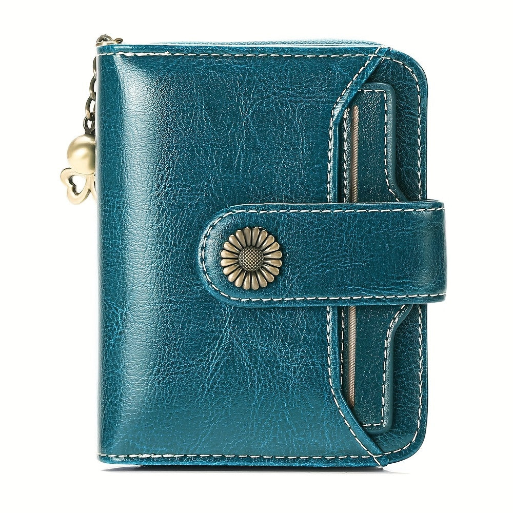 Billetera para mujer, protección RFID, billetera pequeña, multi-compartimento, bolso, monedero para mujer, billetera de cuero para mujer