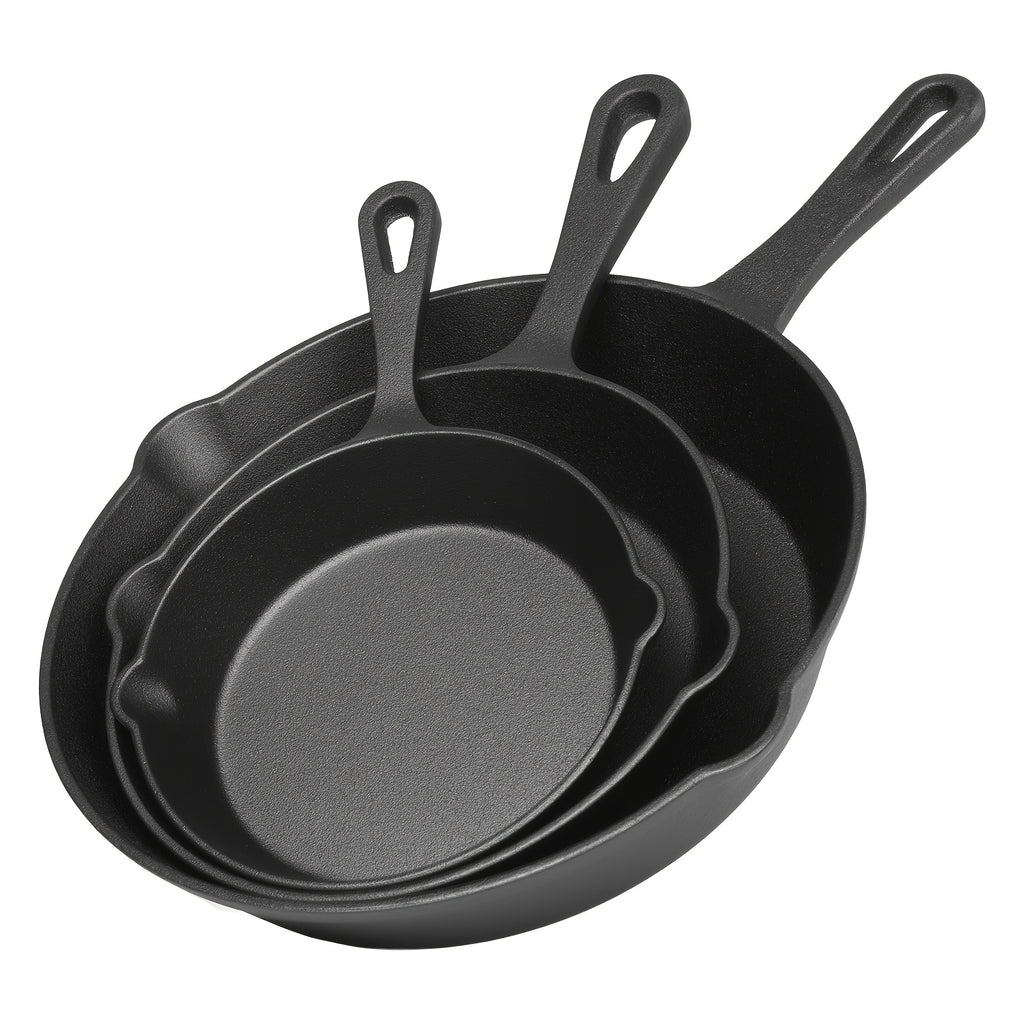 Juego de 3 Sartenes Antiadherentes, Sin Recubrimiento, Antiadherencia Duradera, Mangos Resistentes al Calor para Fácil Limpieza, Compatible Universalmente (Inducción, Gas, Eléctrico), Apto para Lavavajillas, Juego de Utensilios de Cocina para el Hogar