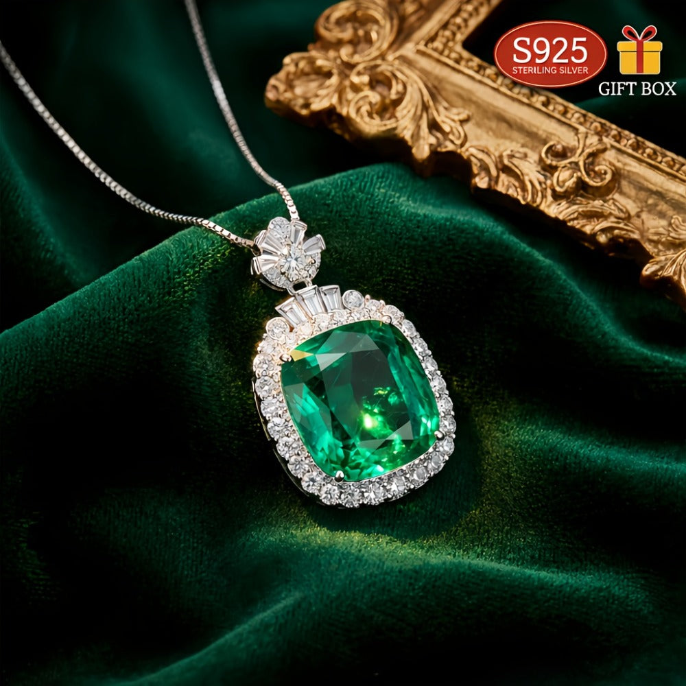 Collar brillante para mujer S925, forma cuadrada, plateado, diseño de alta gama, regalo único, embalaje en caja de regalo