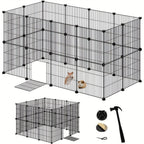 Barraza Compacta para Mascotas Pequeñas - Fácil de Instalar, Recinto Robusto y Expandible con Entrada para Uso Interior/Exterior - Ideal para Cachorros, Conejitos, Gatitos y Más