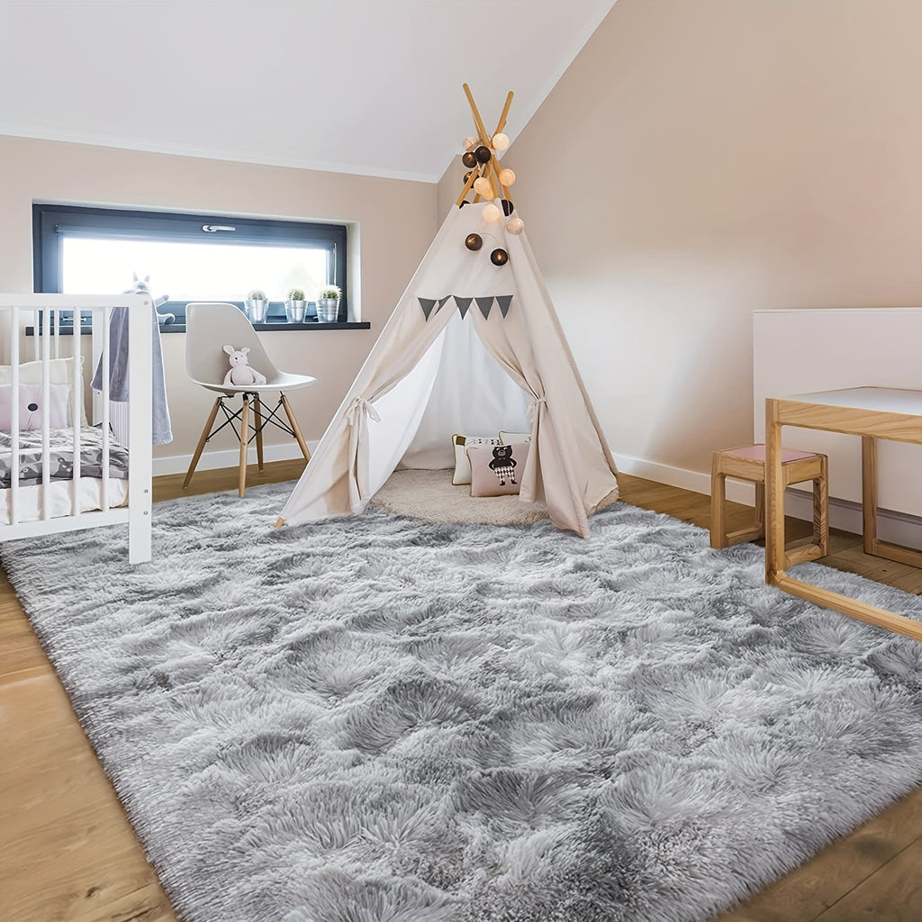1 alfombra suave de felpa, alfombra de felpa antideslizante, alfombra suave de felpa para mesita de noche, alfombra tie-dye para sala de estar, decoración del hogar, alfombra para dormir mascotas, alfombra para dormitorio y sala de estar, decoración de la