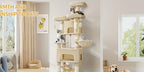 Árbol para gatos, Árbol para gatos de 176 cm, XL, 3 plataformas, 2 cuevas, 7 postes rascadores, hamaca, pelotas de felpa, poste rascador para gatos para hogares con múltiples gatos, Beige