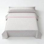 Juego de cama de 3 piezas con estampado de verano | Sábana bajera, colcha, funda de almohada | Estampado sencillo de hojas coloridas | Tela suave | 90 cm - Varios tamaños disponibles - Rosa