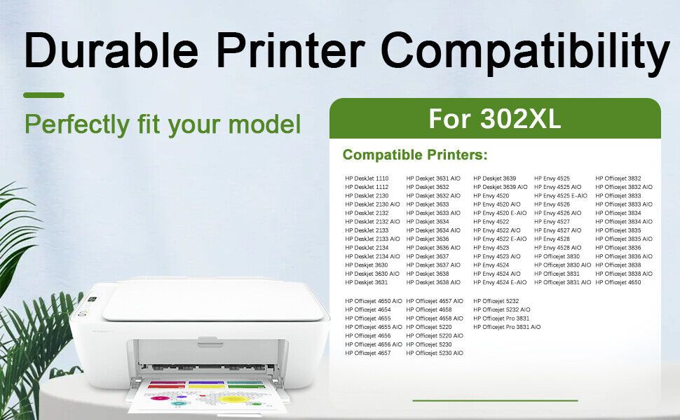Cartucho de tinta | Cartuchos 302XL Compatibles para Cartuchos de Impresora HP 302 (1 Negro, 1 Tricolor) 302 XL para HP DeskJet 3630 3636 3638
