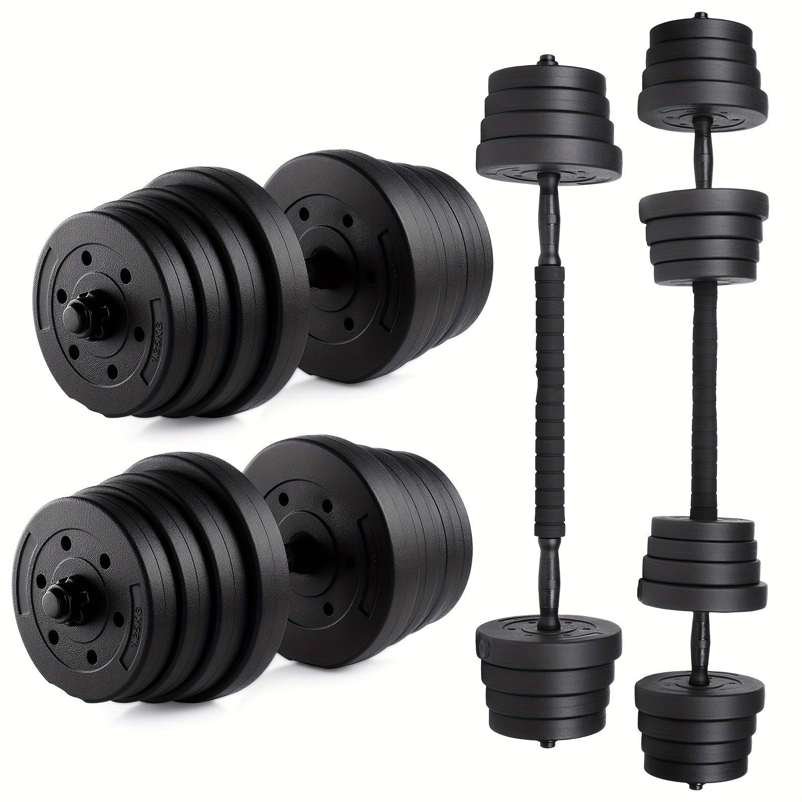 Juego de mancuernas ajustables 2 en 1 de 30 kg | Juego de mancuernas y barra | Equipo de gimnasio en casa para entrenamiento de fuerza, desarrollo muscular, ejercicios de brazos y fitness de cuerpo completo | Diseño que ahorra espacio para entrenamientos
