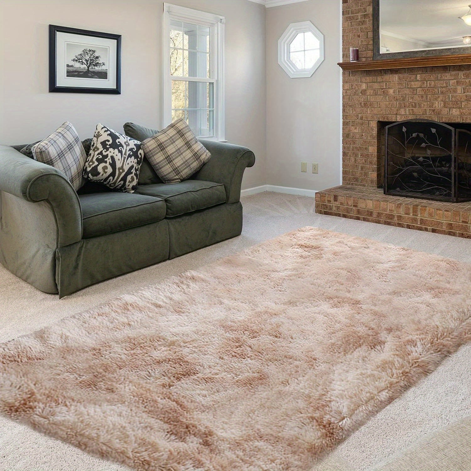 1 alfombra suave de felpa, alfombra de felpa antideslizante, alfombra suave de felpa para mesita de noche, alfombra tie-dye para sala de estar, decoración del hogar, alfombra para dormir mascotas, alfombra para dormitorio y sala de estar, decoración de la