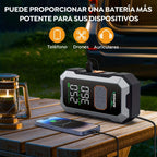 Arrancador de Coche 12000A con Compresor de Aire Inflador de Neumáticos Inalámbrico, Booster de Batería de 25000mAh con Pack de Batería Externa y Linternas LED, Caja de Arranque Automático de 12V para Todos los Vehículos de Gasolina o Diésel de 10.0L, Pan