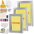 Kit de Serigrafía VEVOR, 3 Piezas de Marcos de Serigrafía de Aluminio 6x10/8x12/10x14 Pulgadas, 110 Mallas, 5 Purpurinas, Raspadores de Serigrafía y Películas Transparentes para Estampado DIY en Camisetas