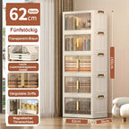 Armario de almacenamiento plegable extragrande de 74 cm con ruedas, puertas magnéticas y paneles transparentes, unidad organizadora de plástico apilable para dormitorio, sala de estar, oficina, despensa y documentos