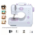 Mini Máquina de Coser para Principiantes, 12 Agujas Multifuncional para el Hogar, Portátil, de Doble Hilo, Inversión de Puntos, Dos Velocidades, Alimentada por Batería, (Batería No Incluida en el Paquete)