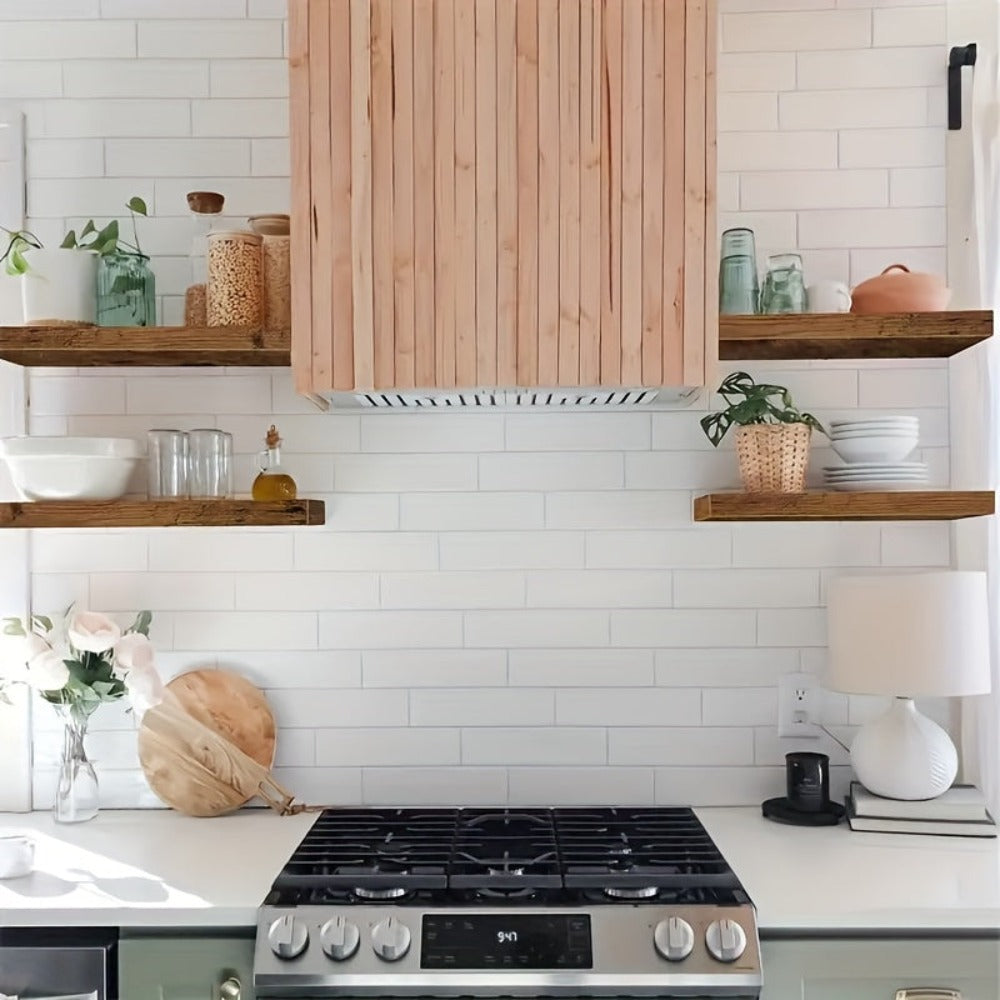 4 Estantes de Pared, Cada Uno Soporta 10kg, Estante Colgante Suspendido, Madera Maciza Natural, Resistente, Ahorra Espacio, Fácil de Instalar, Estantes Flotantes, Almacenamiento Decorativo Multifuncional para Sala, Cocina, Baño, Dormitorio, Estantes Flota