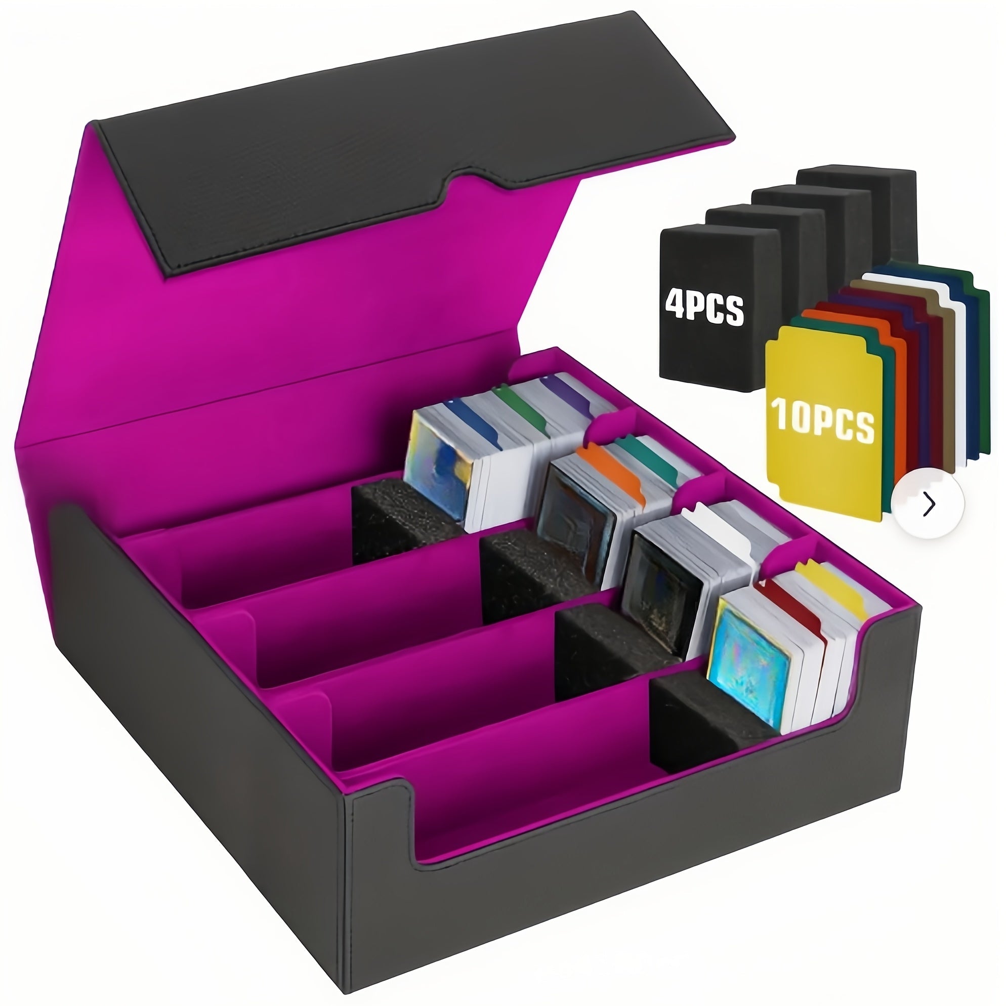 Caja de almacenamiento para tarjetas coleccionables para más de 3000 tarjetas, caja magnética para barajas de tarjetas adecuada para MTG y tarjetas deportivas, caja premium para barajas de tarjetas Commander con 10 separadores de tarjetas compatibles
