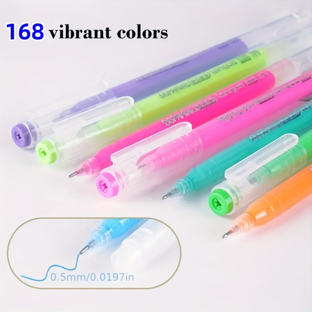 Bolígrafos y rotuladores | Set de Bolígrafos de Escritura a Mano de 168 COLORES con Colores Intensos, Ideal para Cuadernos, Pintura, para Tomar