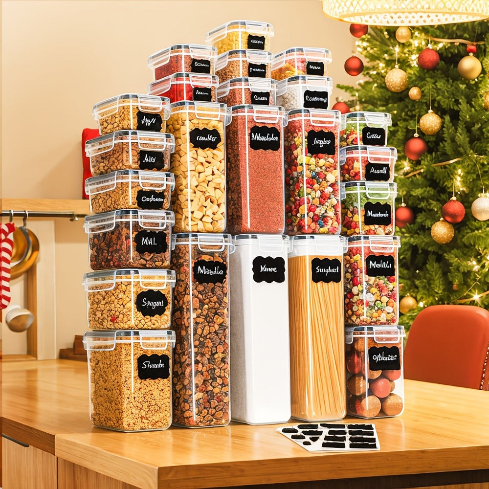 Contenedor de Cocina, Juego de 24 Piezas de Contenedores para la Cocina, Almacenamiento de Alimentos Sellado en Plástico con Tapa, Utilizado para Guardar Granos y Arroz