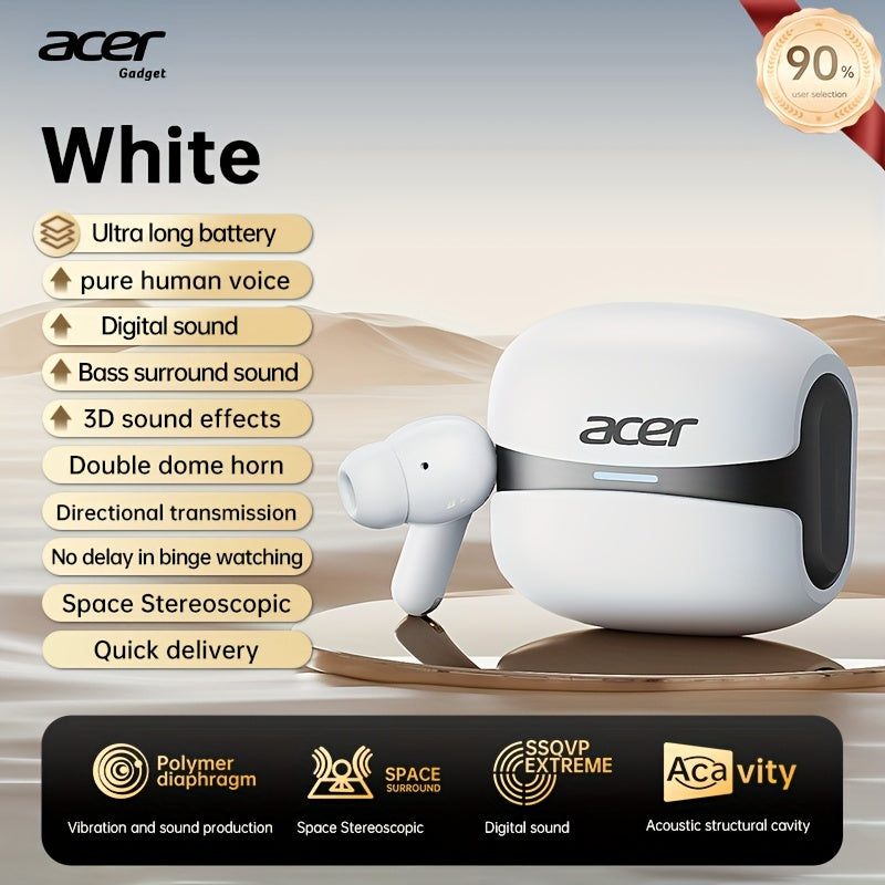 Auriculares Bluetooth | [Acer] Nuevo Modelo 2025 Regreso a Clases Auriculares Inalámbricos TWS Bajos Profundos Estéreo y Cancelación de Ruido
