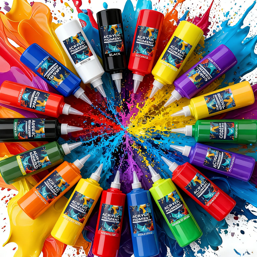 Set de Pintura Acrílica de 12 Colores | Botella con Boquilla de 500ml/16.91oz, Pintura Acrílica para Madera, Ropa, Cerámica, Tela | Pintura Profesional Hecha a Mano, Suministros para Pintura de Madera y Lienzo para Artistas, Adecuado para Aficionados a la