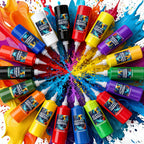 Set de Pintura Acrílica de 12 Colores | Botella con Boquilla de 500ml/16.91oz, Pintura Acrílica para Madera, Ropa, Cerámica, Tela | Pintura Profesional Hecha a Mano, Suministros para Pintura de Madera y Lienzo para Artistas, Adecuado para Aficionados a la