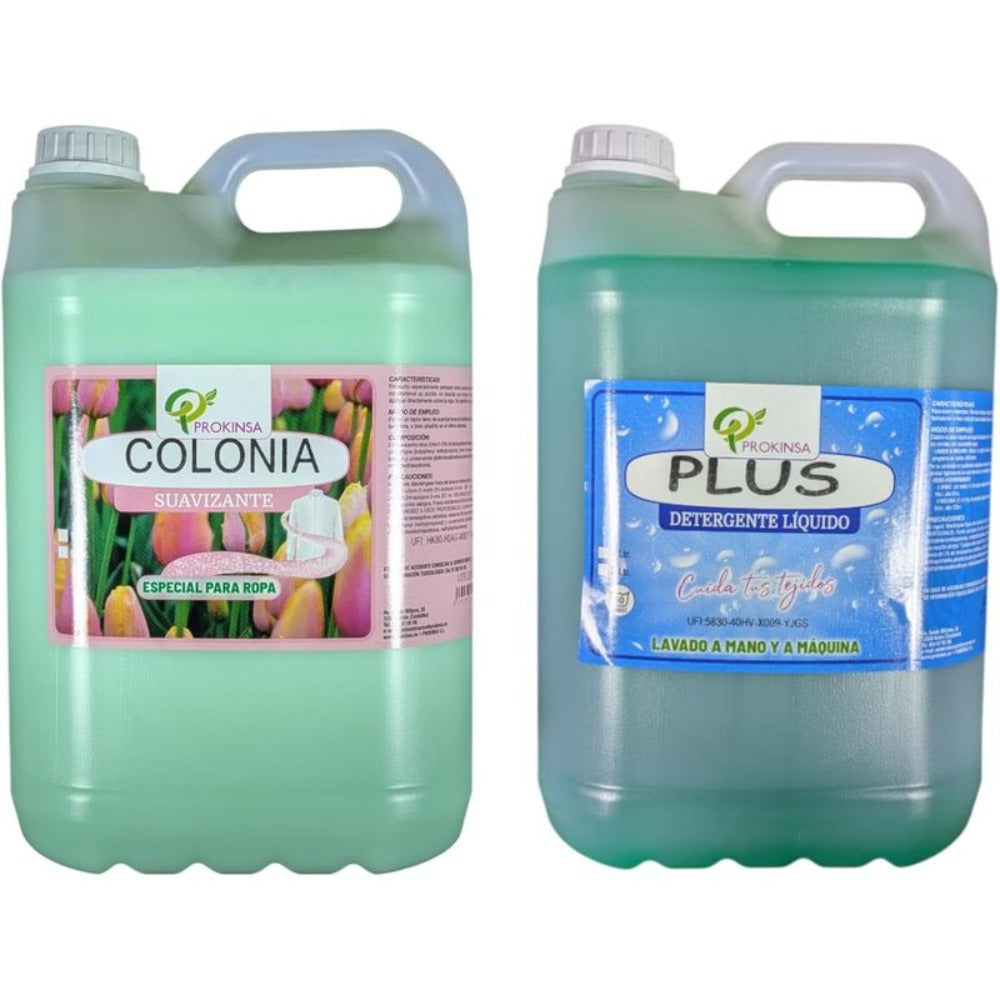 Pack Suavizante Concentrado Colonia 5L + Detergente Concentrado 5L + | Limpieza Profunda | Fragancia Duradera | Protege Color de la Ropa | Suavidad y Frescor Duradero